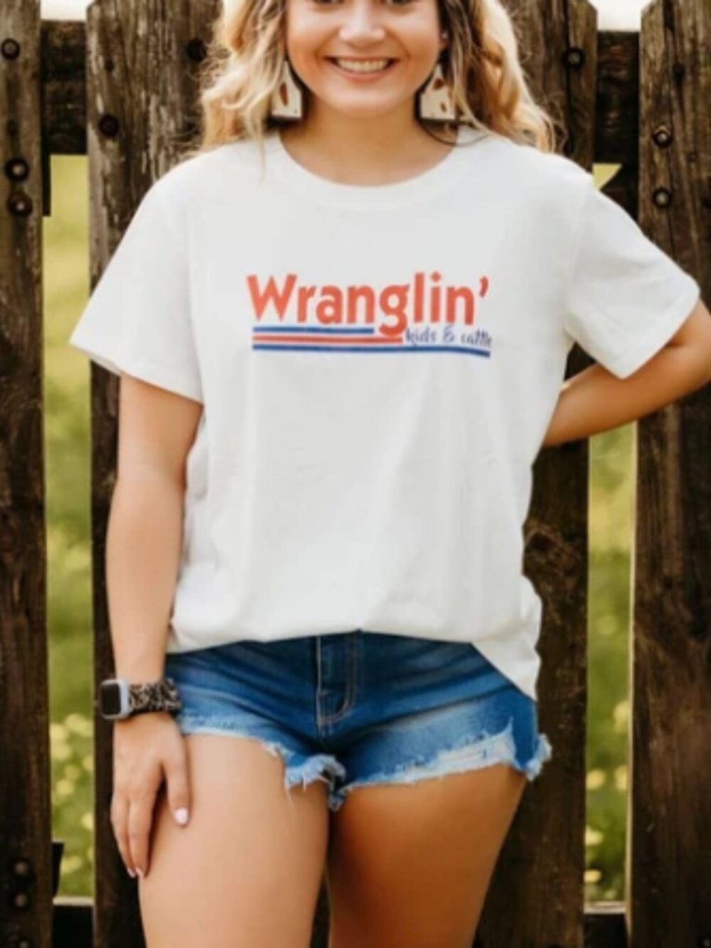 Wranglin' Kids & Cattle Print Graphic Tee